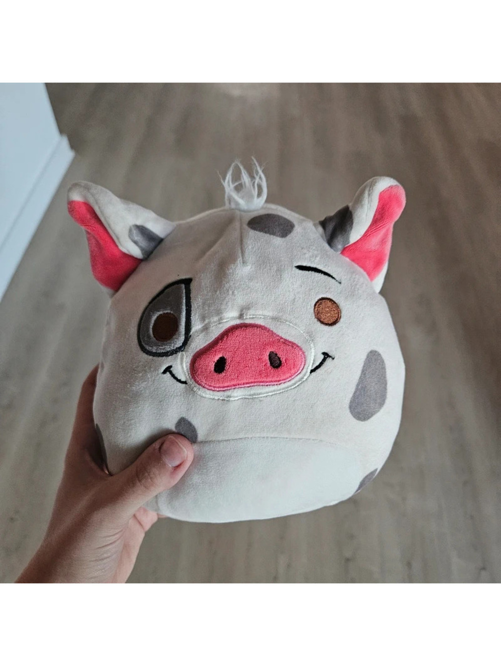 Disney Moana Pua Pig Round Plush Pillow Stuffed Animal Gray Pink